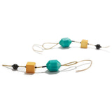 Earrings in Turquoise, Yellow & Black