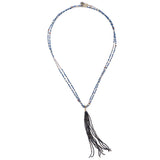 Tassel Necklace with Blue Quartz, Garnet & Labradorite