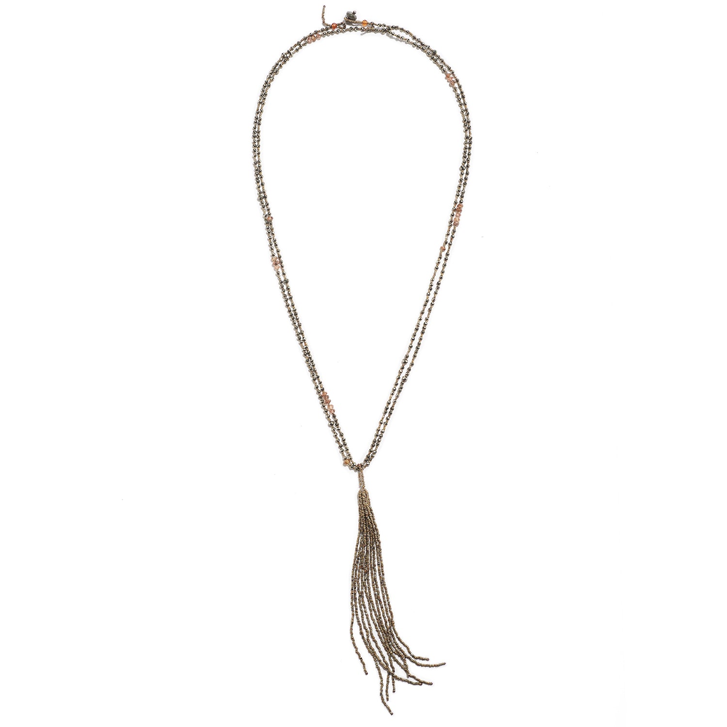 Tassel Necklace with Pyrite and Andalusite