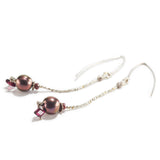 Drop Earrings with Garnet & Freshwater Pearl