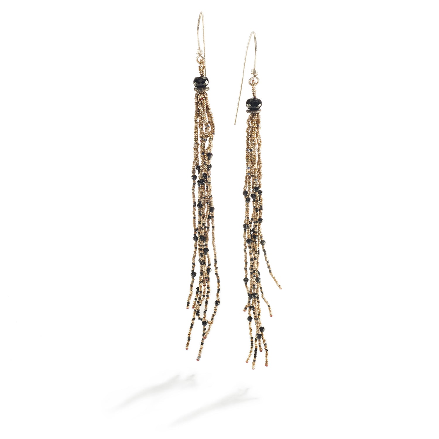 Tassel Earrings with Black Spinel