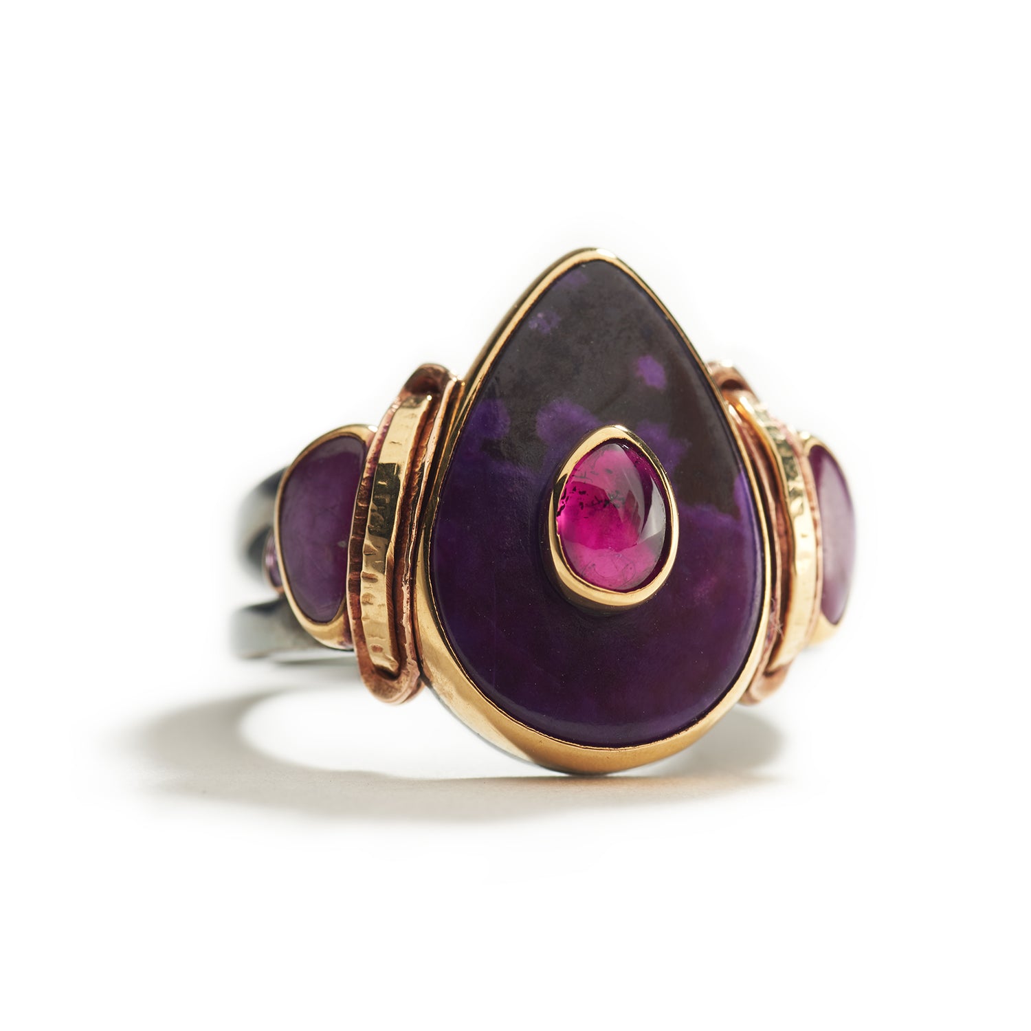 Sugilite and Burmese Ruby & Sapphire Ring
