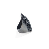 Oxidized Silver Water Droplet Ring