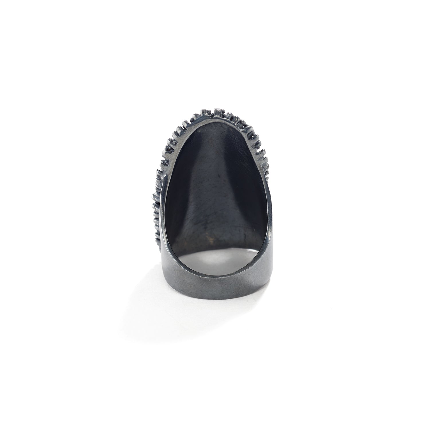 Oxidized Silver Water Droplet Ring