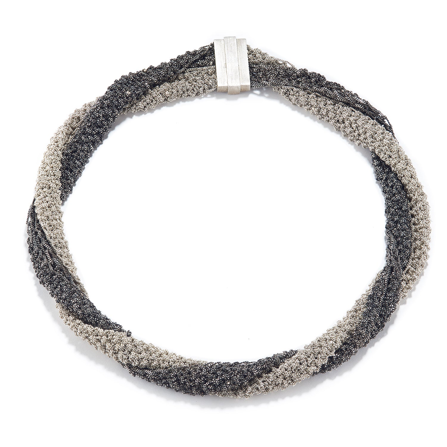 Knitted Bi-Color Silver Necklace