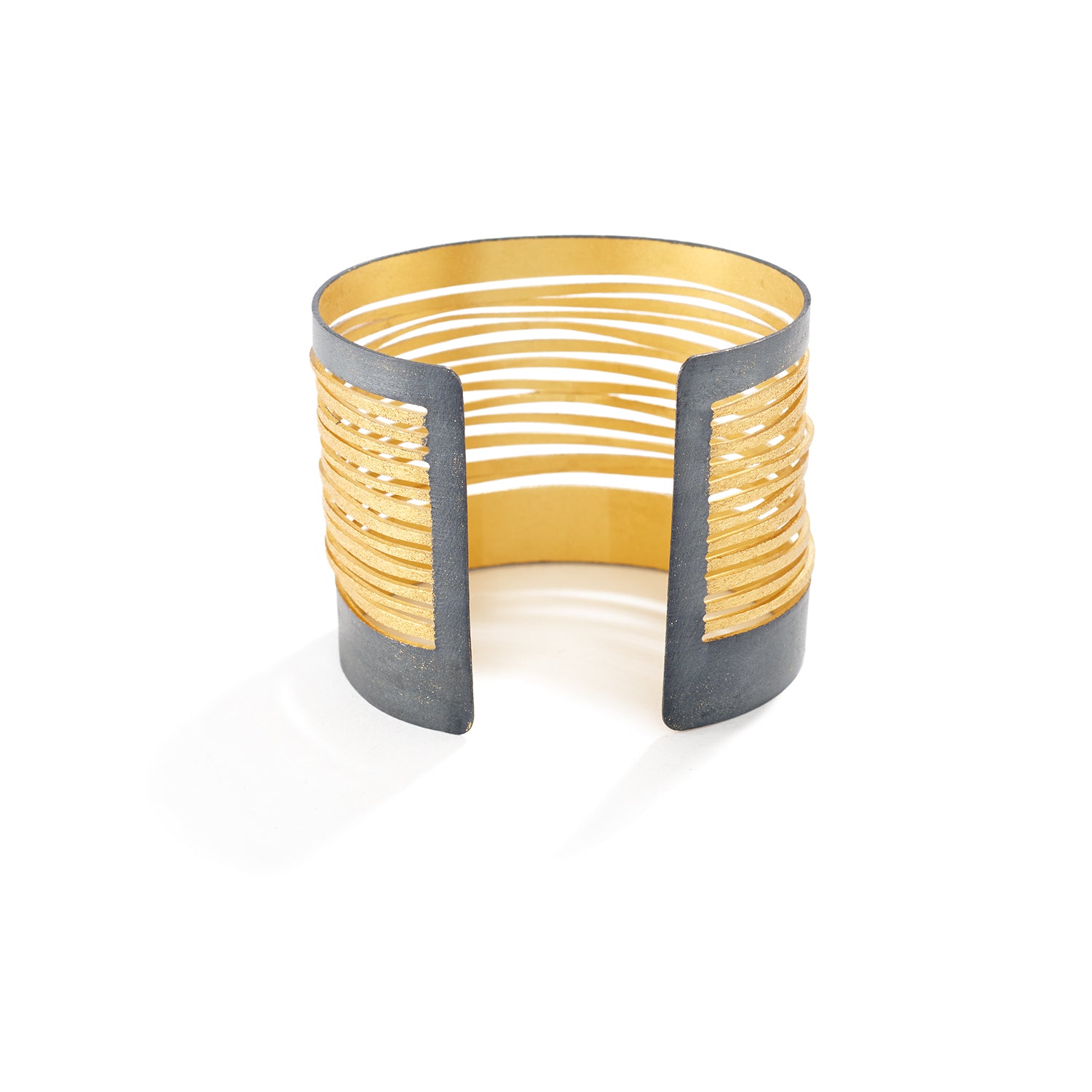 Gold and Oxidized Silver Striped Bracelet