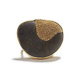 Beach Pebble Inlaid with Gold Ring