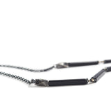 Thin Silver, Platinum & Onyx Necklace