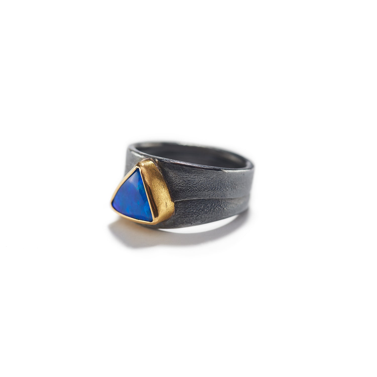 Triangle Boulder Opal Ring