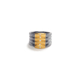 Ripppled Oxidized Silver and Gold Ring