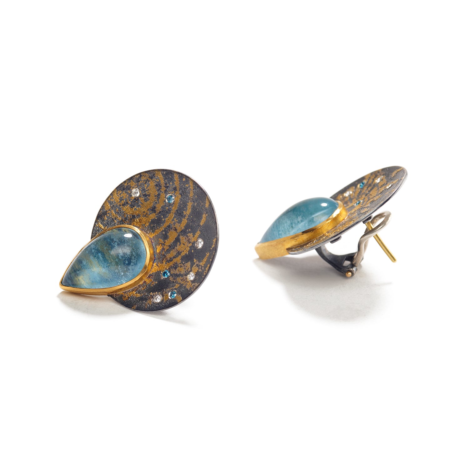 Teardrop Aquamarine and Diamond Earrings