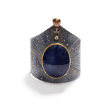 Blue Sapphire and Black Rose Cut Diamond Cuff