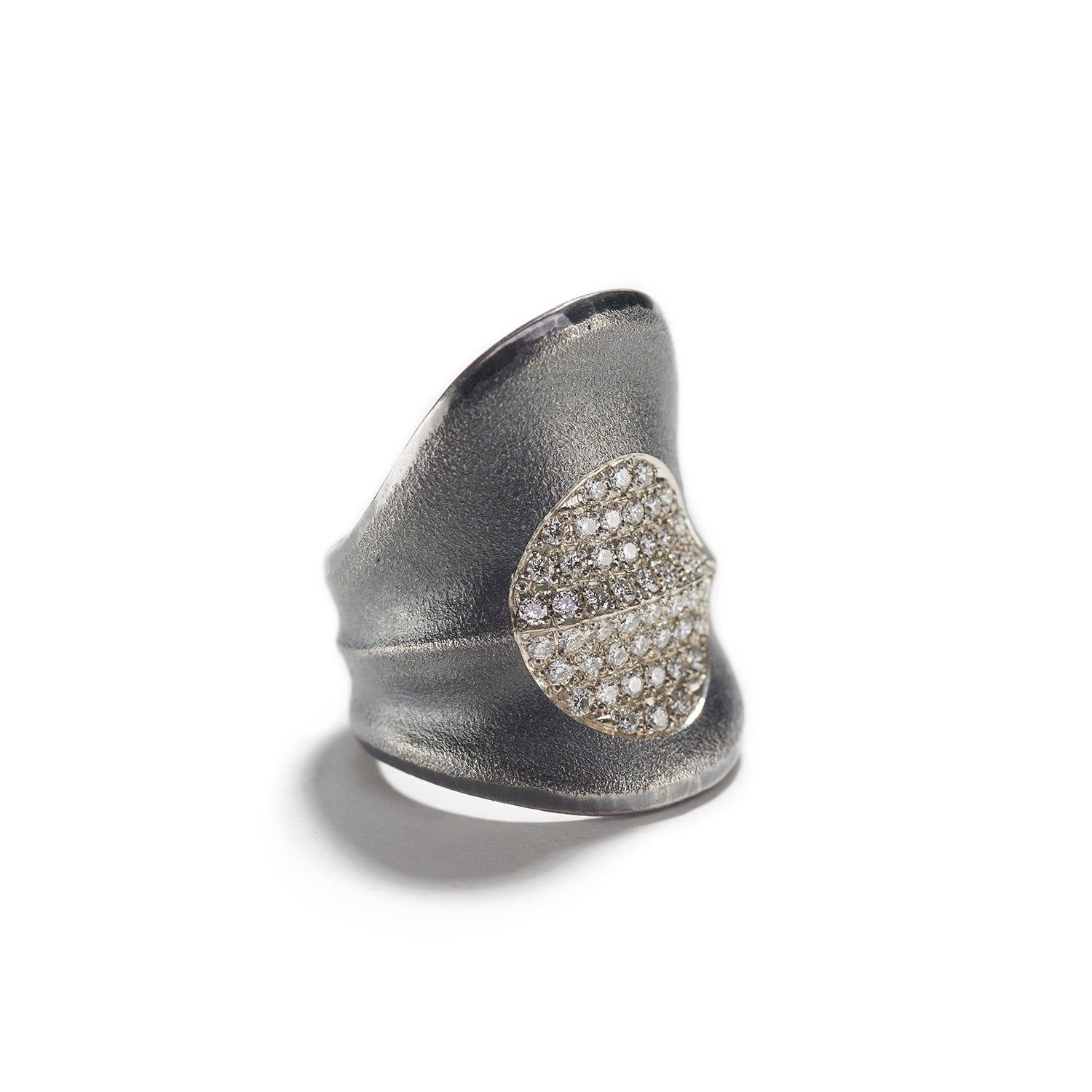 Plate of Diamonds Silver Ring