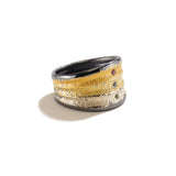 Ripple 3-Layered Gold Ring with Diamonds