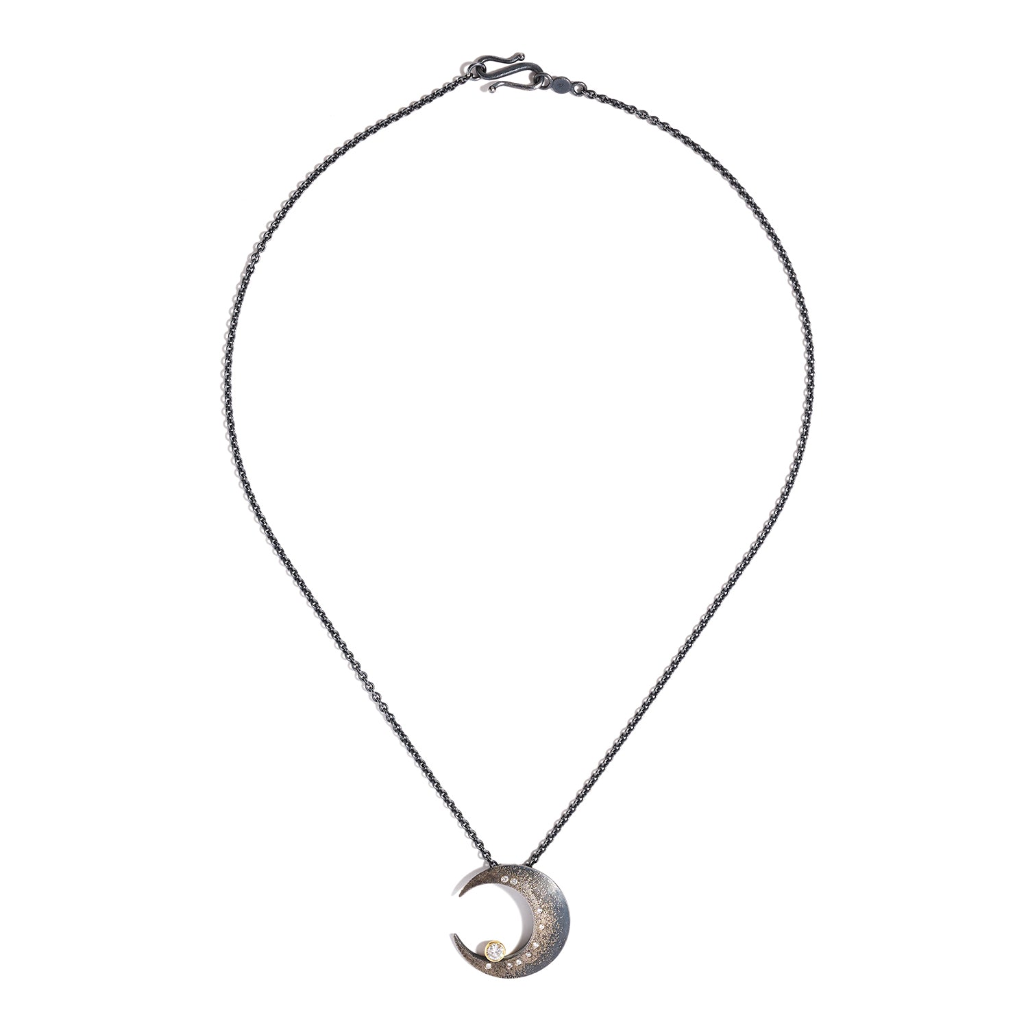 Crescent Moon Necklace with Diamonds