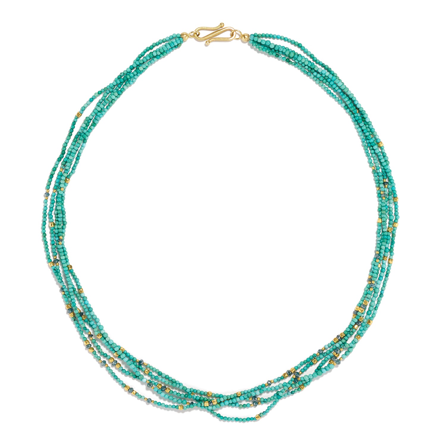 Turquoise and Nepalese Gold Necklace