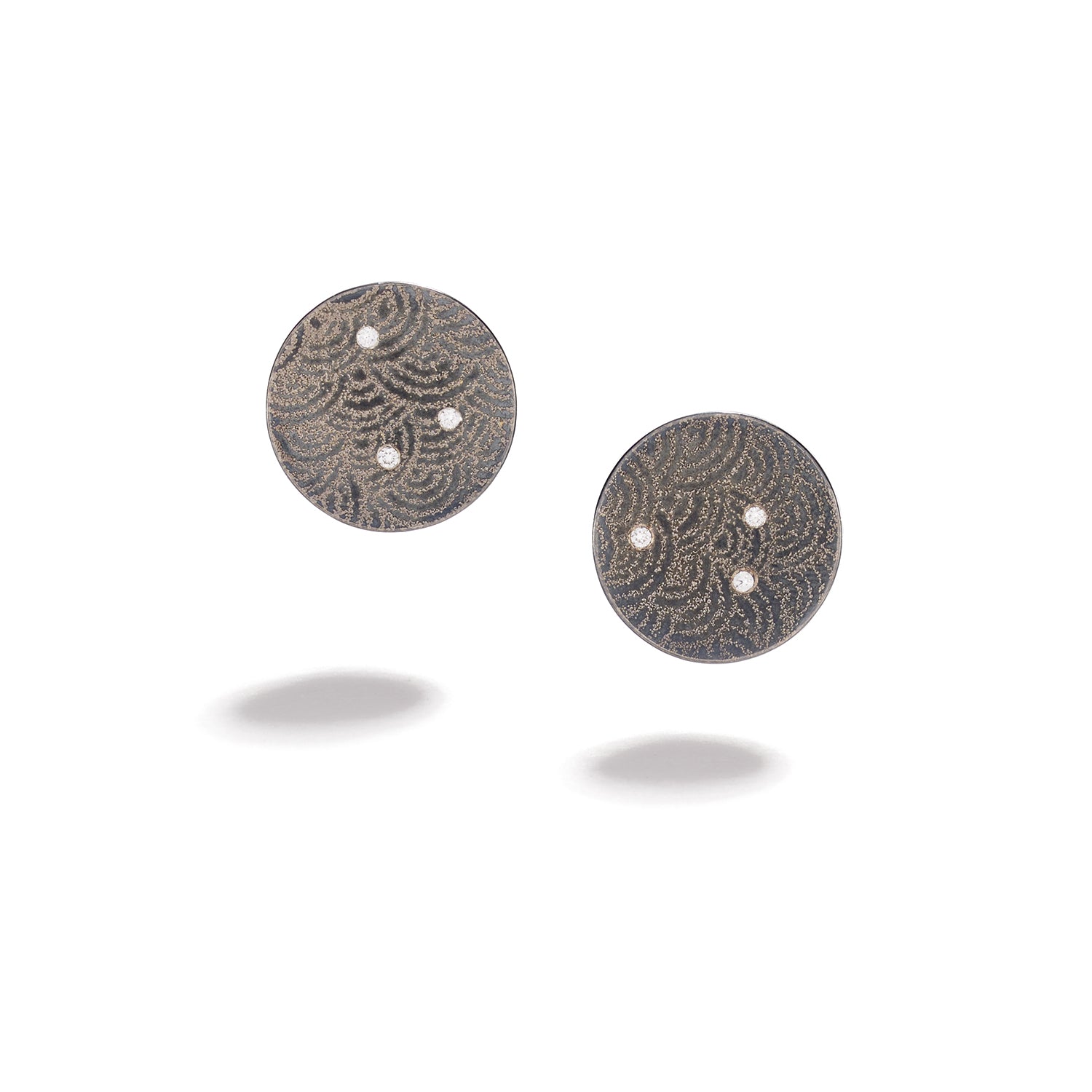 Silver and Platinum Circle Earrings