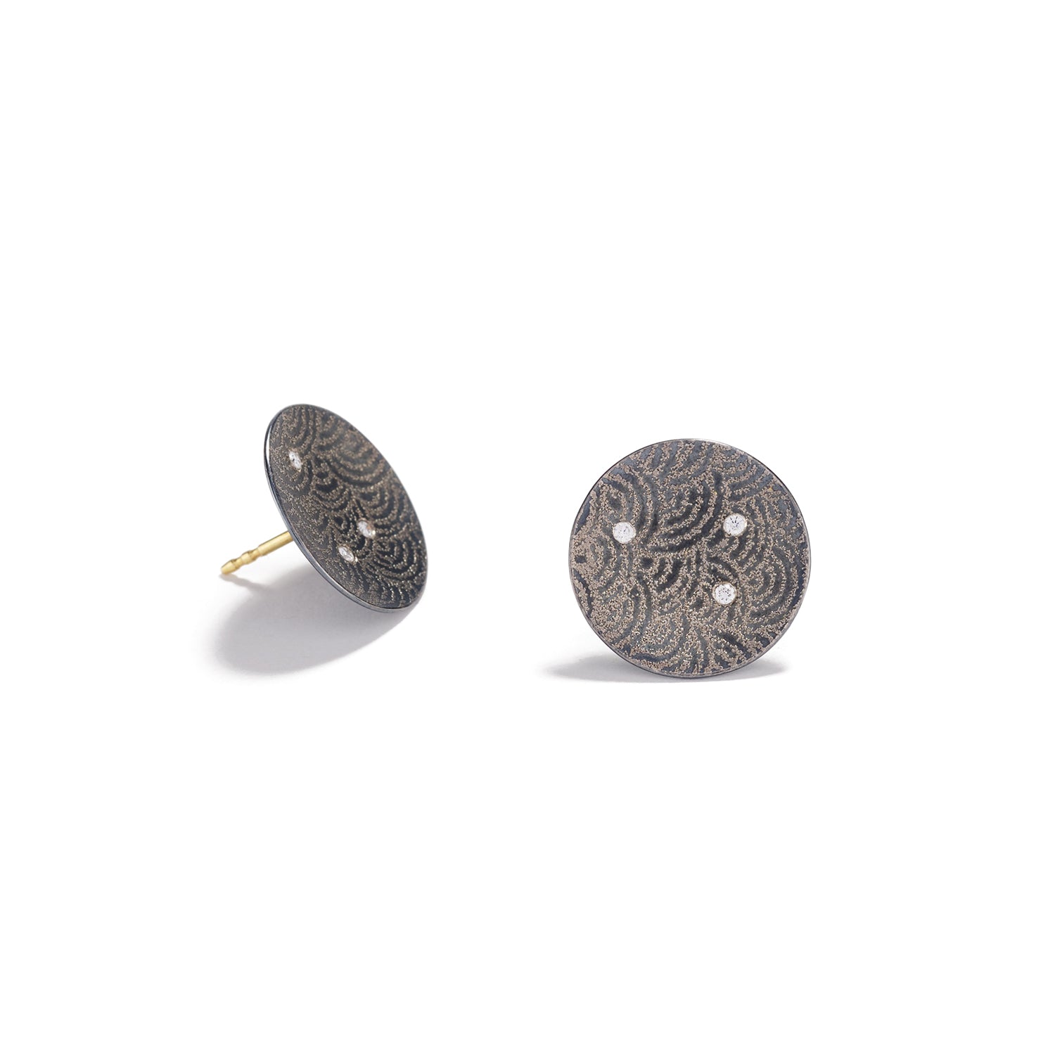 Silver and Platinum Circle Earrings