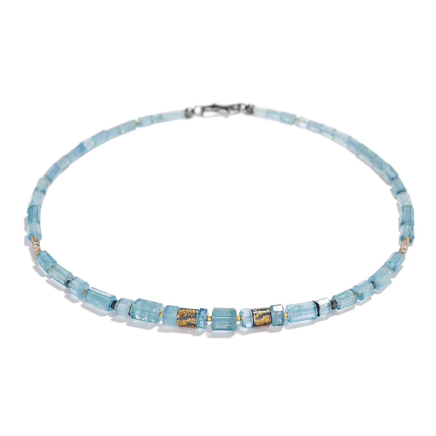 Aquamarine and Brown Diamond Necklace
