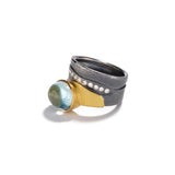 Oval Cabochon Aquamarine & Diamond Ring