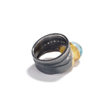 Oval Cabochon Aquamarine & Diamond Ring