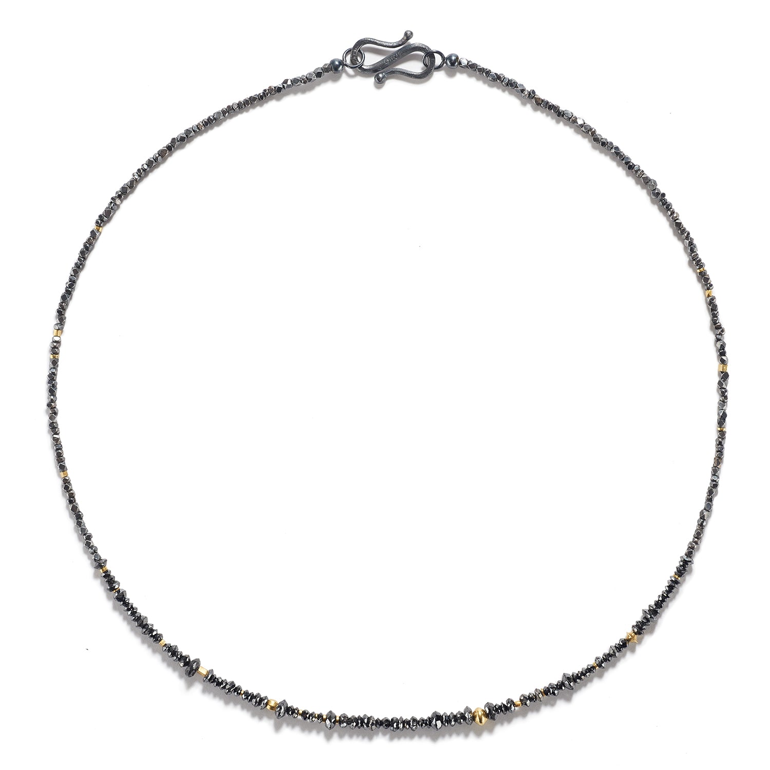 Antique Silver & Gold Necklace with Black Diamonds