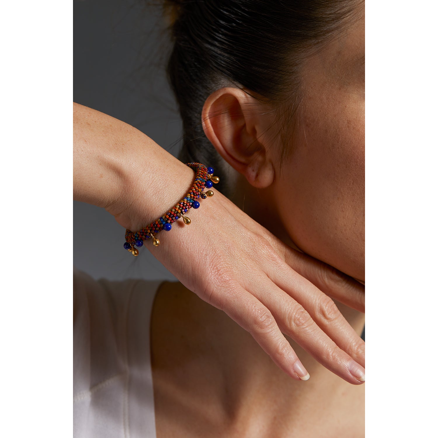 Holiday Side by Side Bracelet with Lapis & Gold