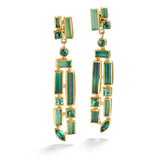 Long Mosaic Green Tourmaline Earrings