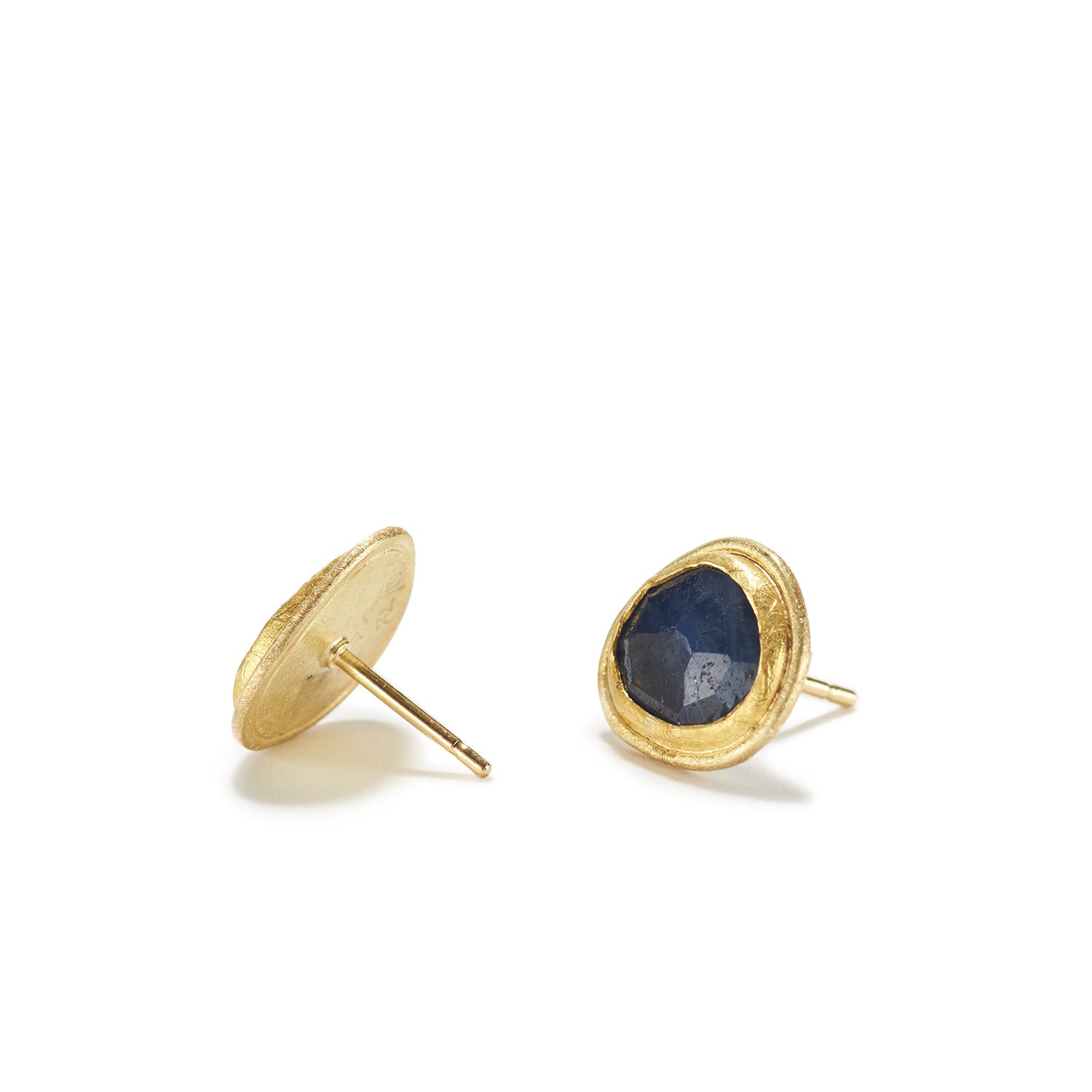 Irregular Oval Rose-Cut Sapphire Earrings