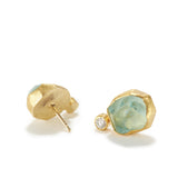 Aquamarine Crystal and Diamond Earrings