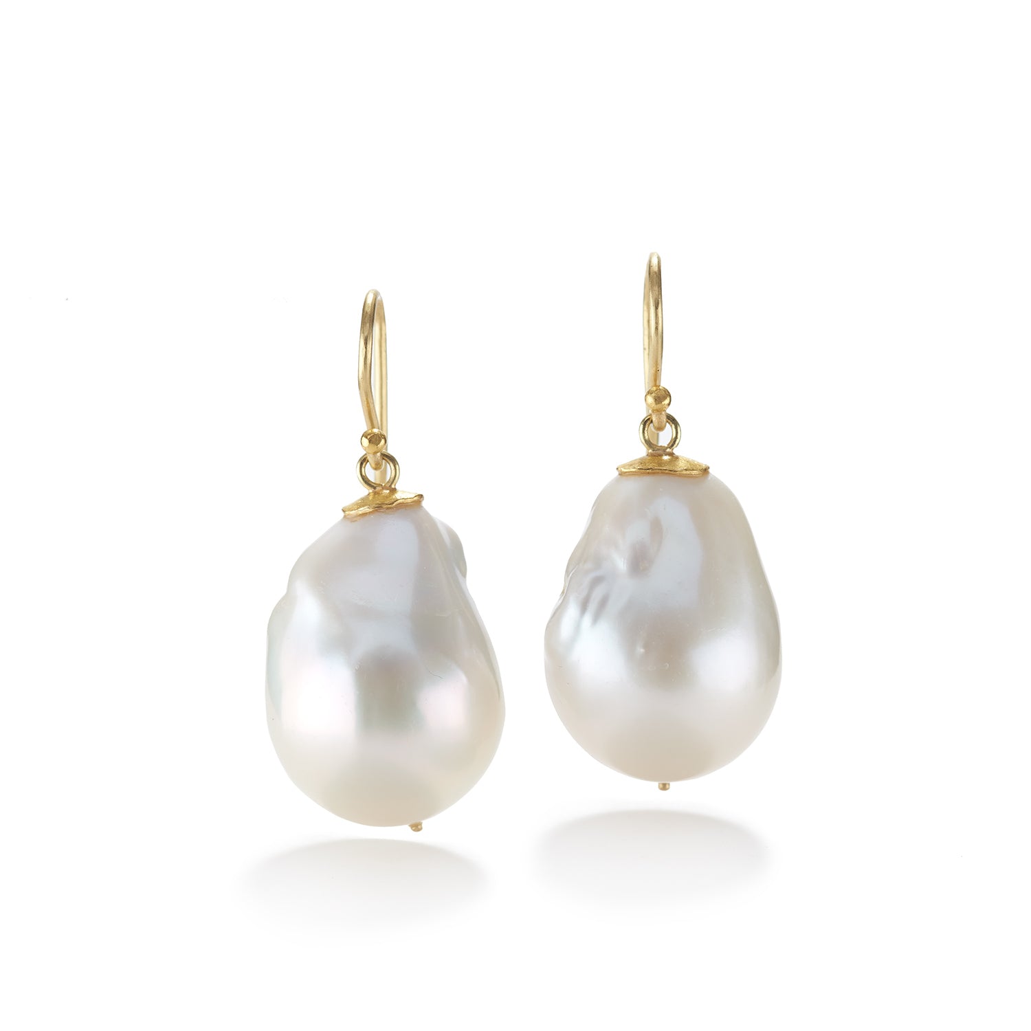 Large White Baroque Pearl Earrings