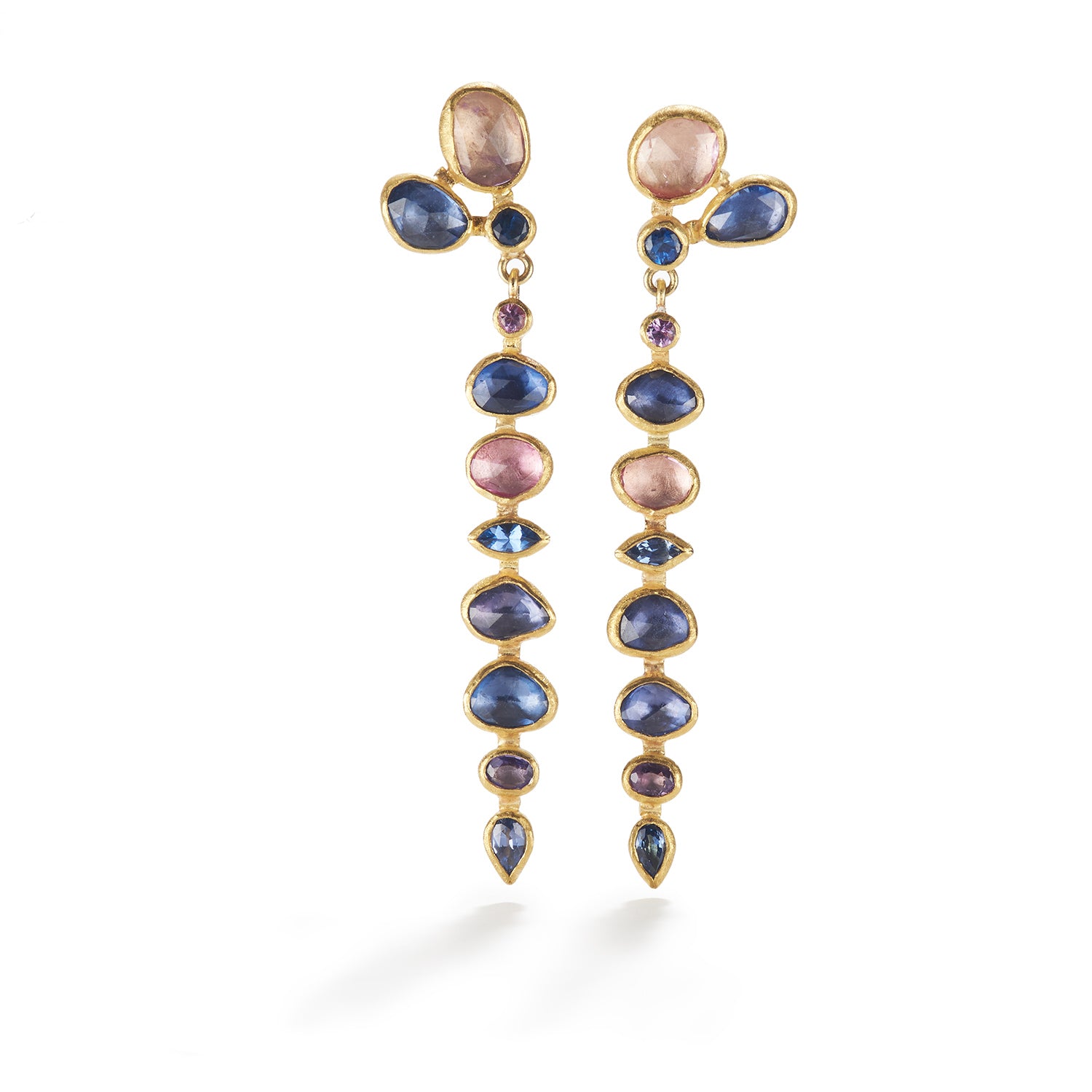 Rose cut, Faceted and Rough Sapphire Dangles