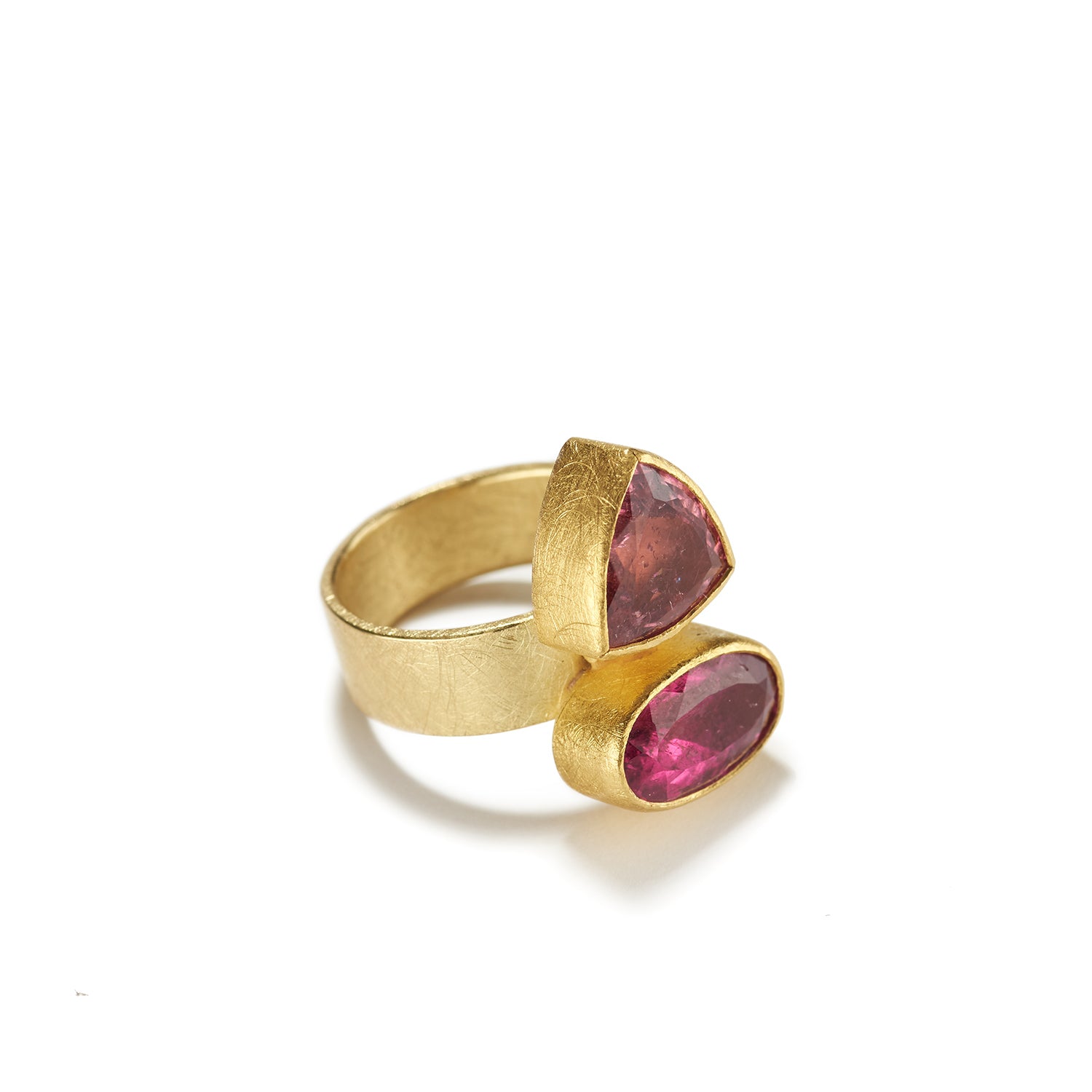 Faceted Red and Pink Tourmaline Ring