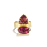 Faceted Red and Pink Tourmaline Ring