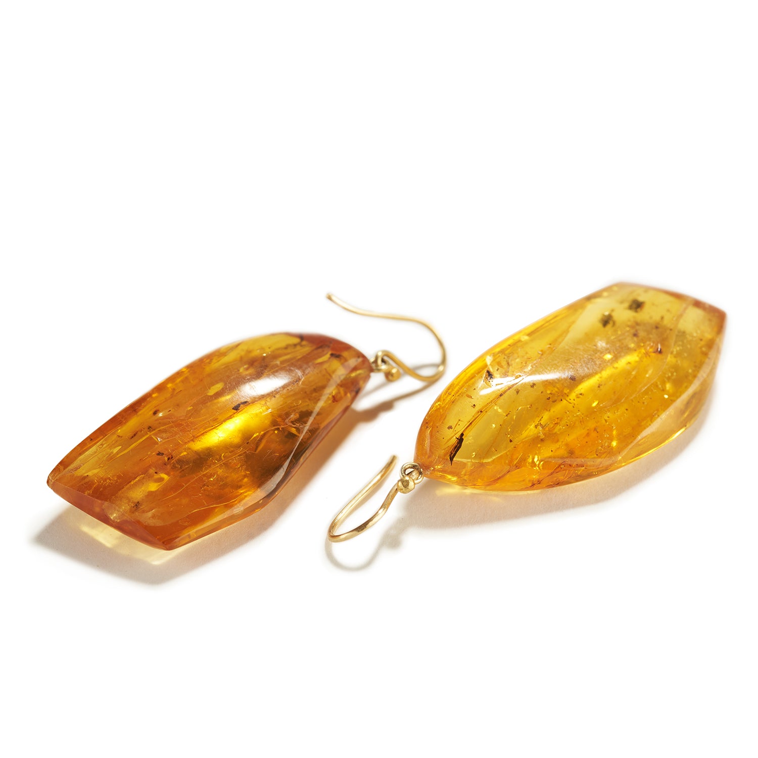 Honey Colored Amber on Wire Earrings