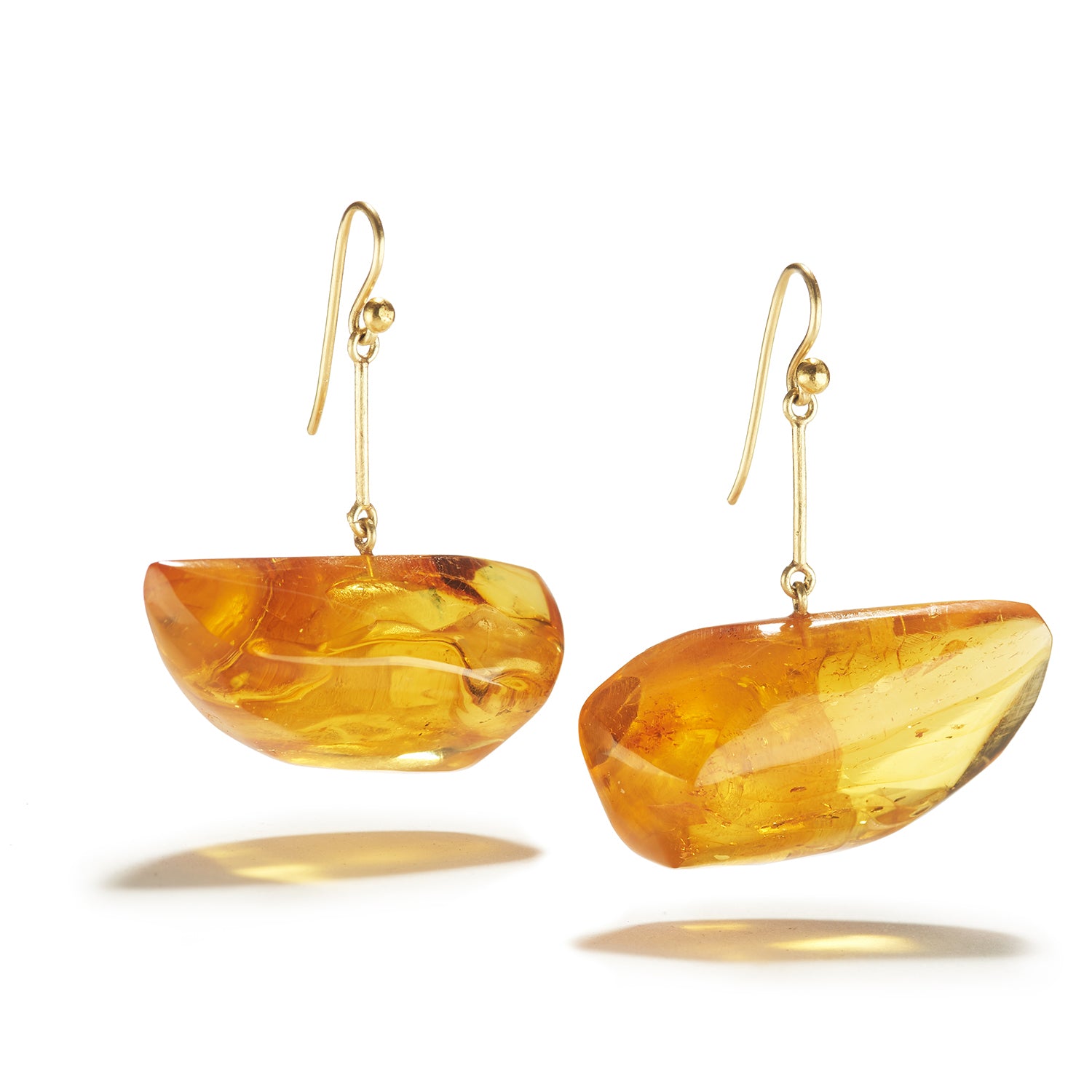 Honey Colored Amber Boats on Wire Earrings