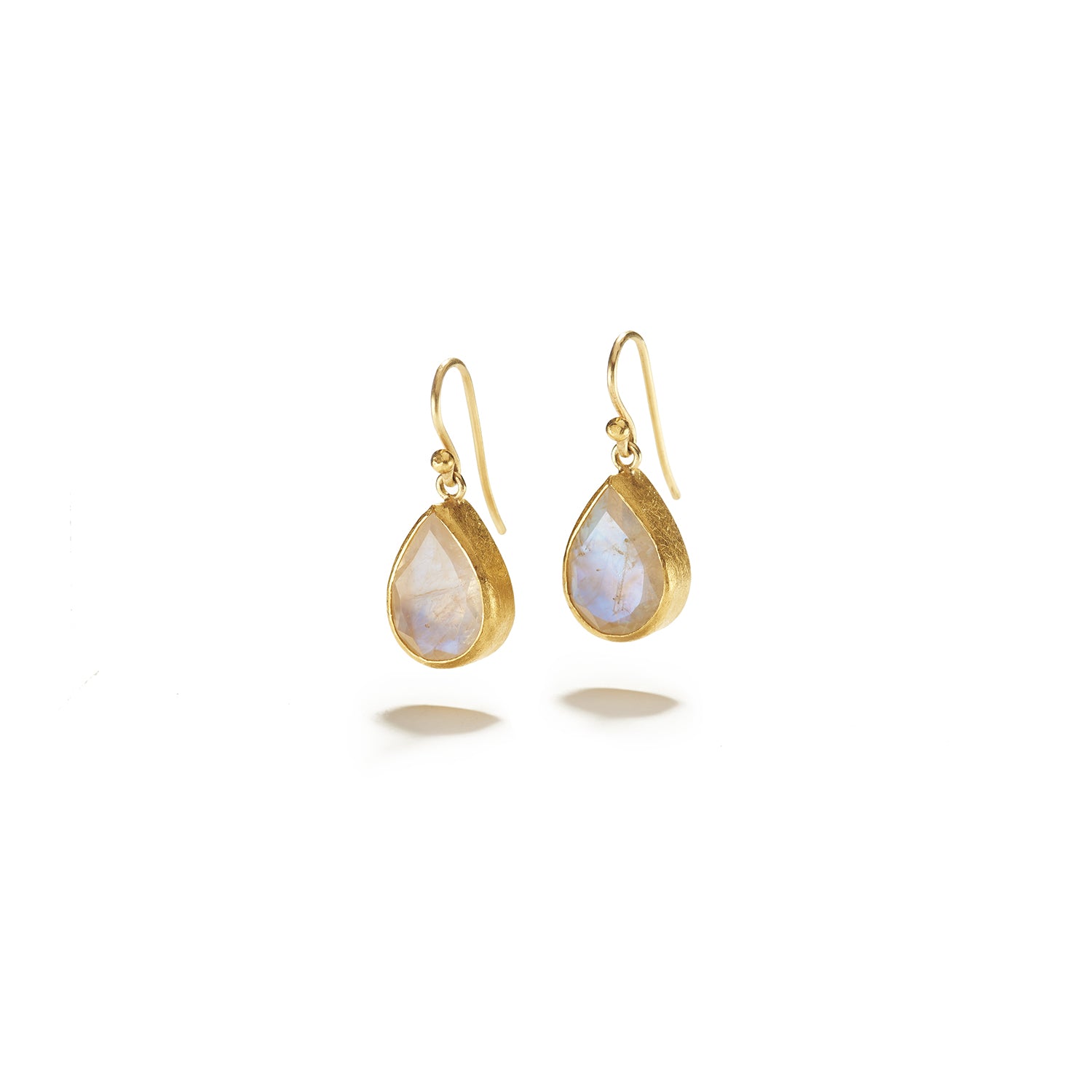 Faceted Moonstone Drops on French Wire