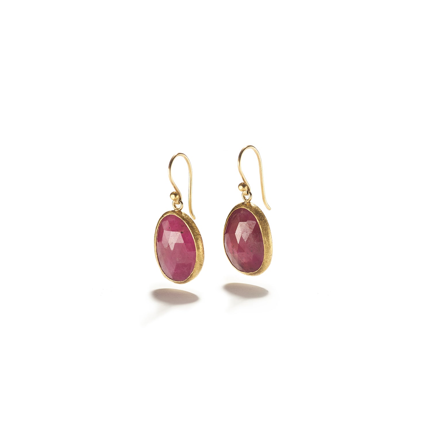 Rose Cut Pink Sapphire on French Wire Earrings