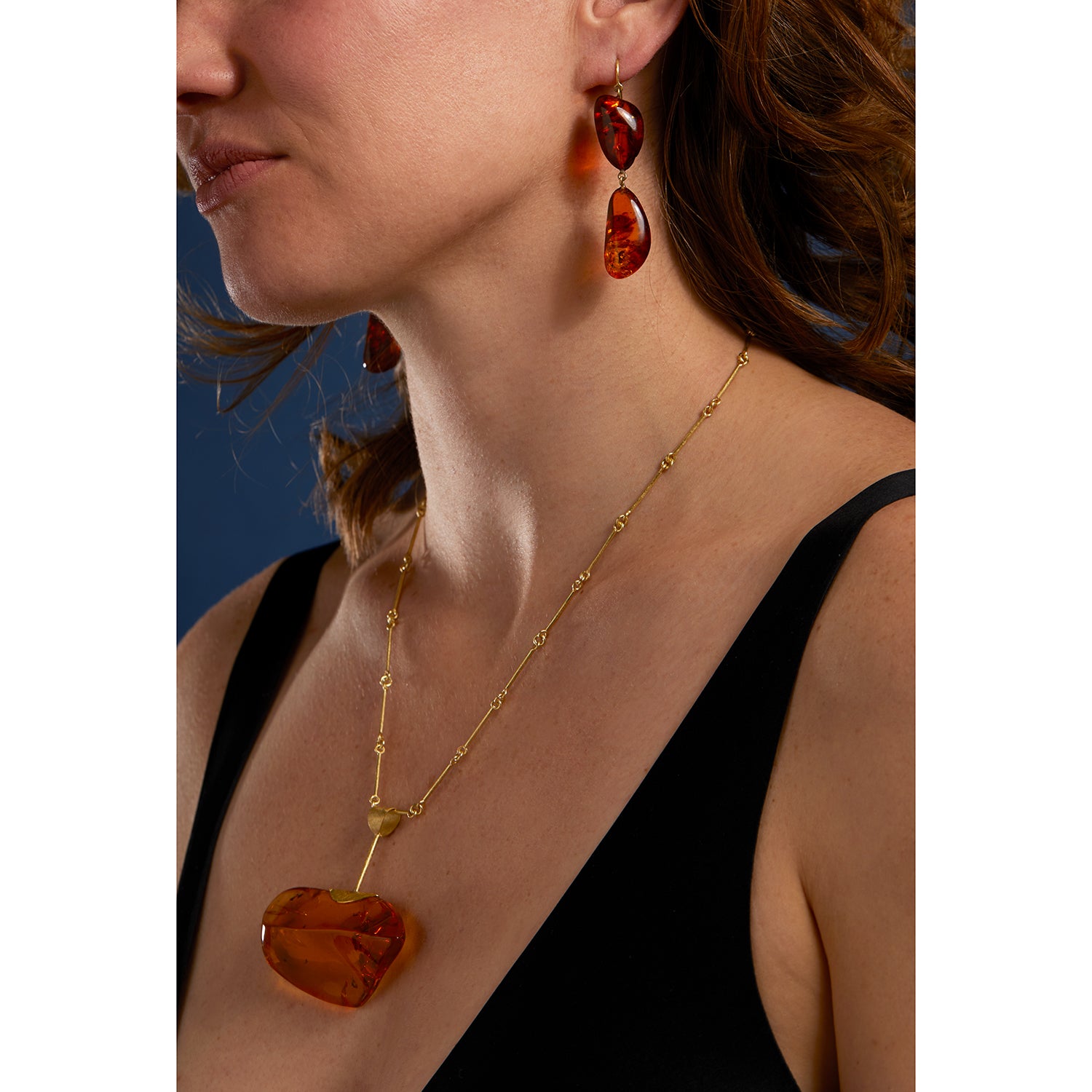 Cognac Amber on French Wire Earrings