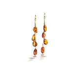 Cognac Amber Pebble Cascade on French Wire Earrings
