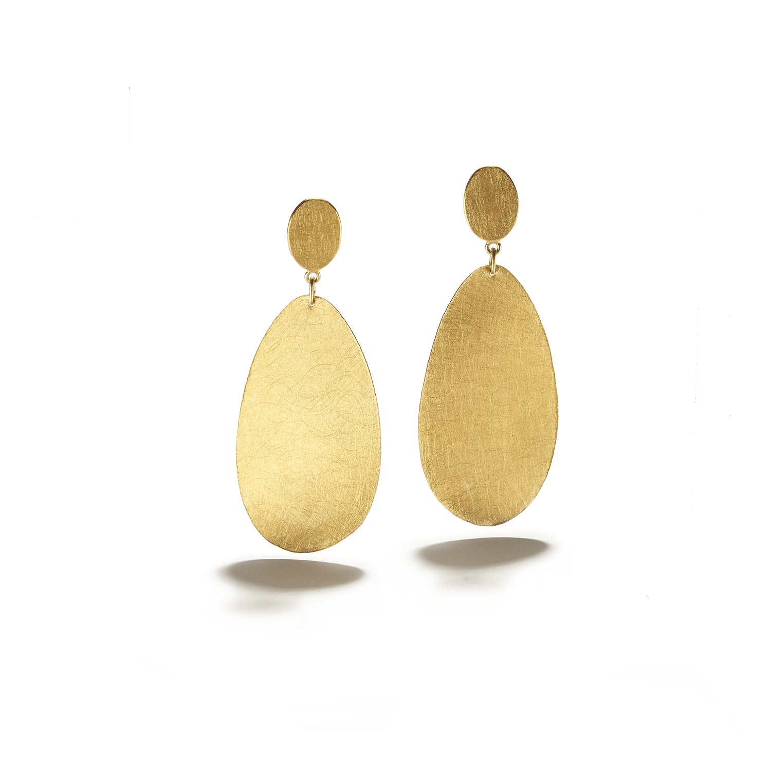 Oval Hanging Gold Earrings