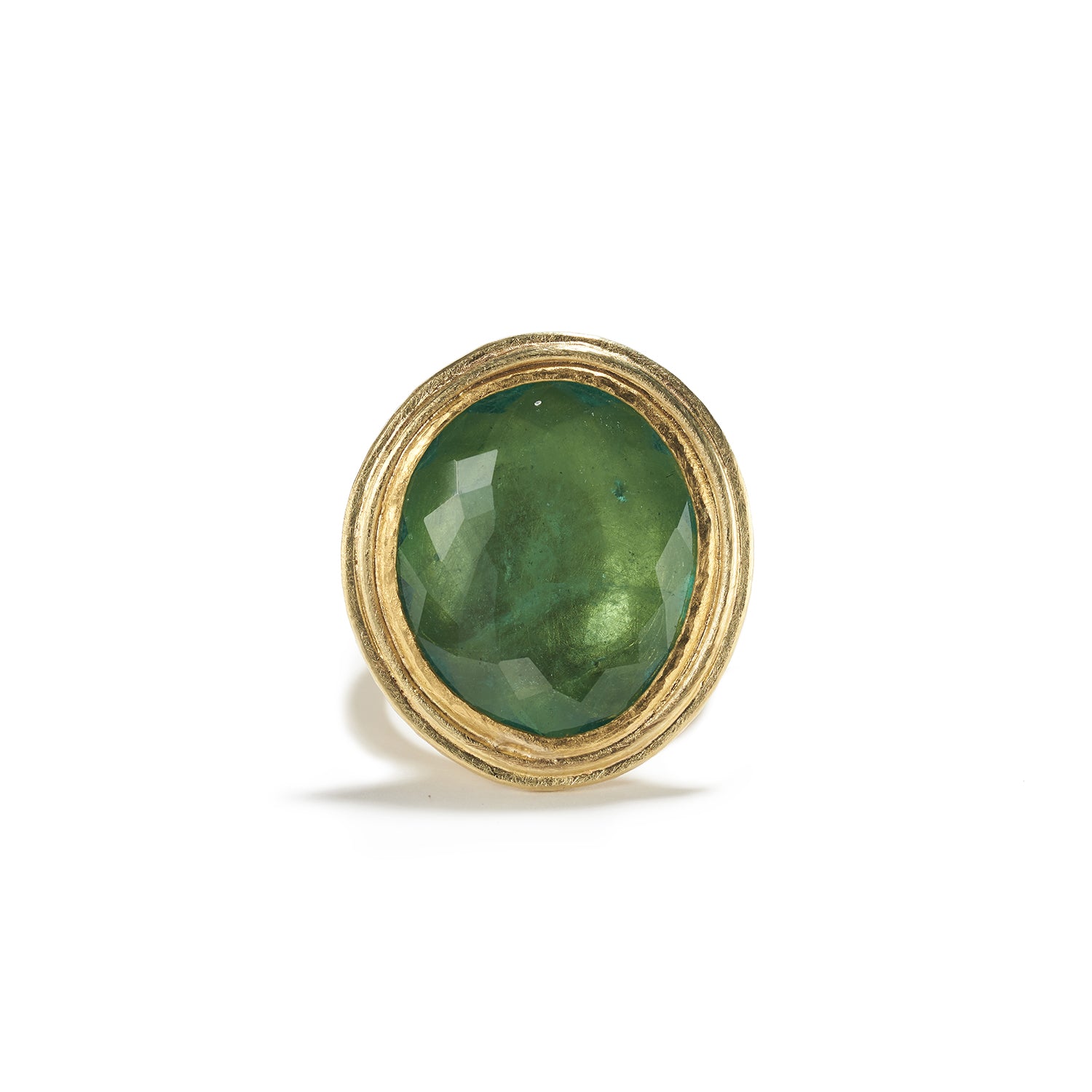 Mogul-Cut Green Tourmaline Ring