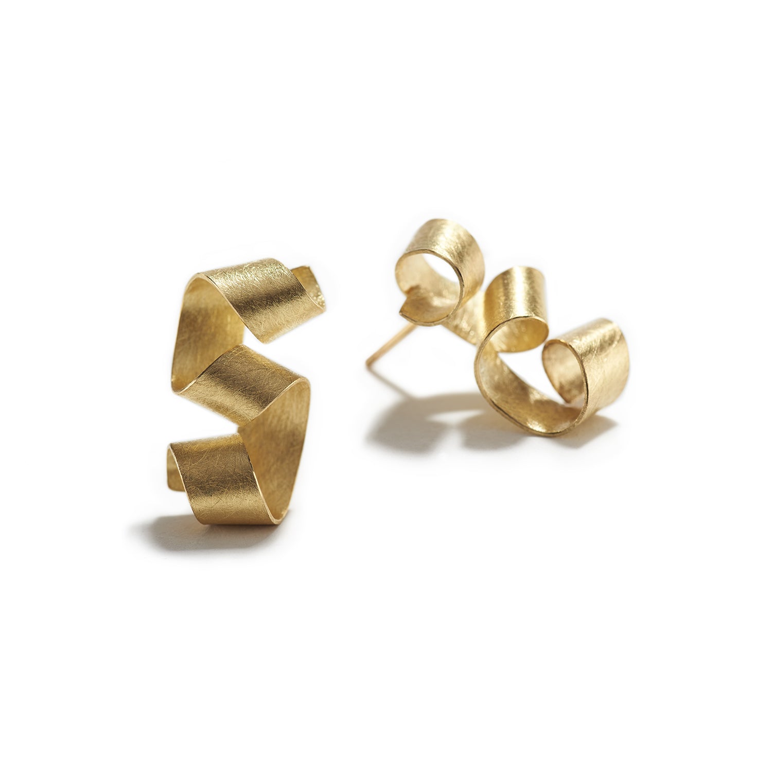Golden Ribbon Stud Earrings