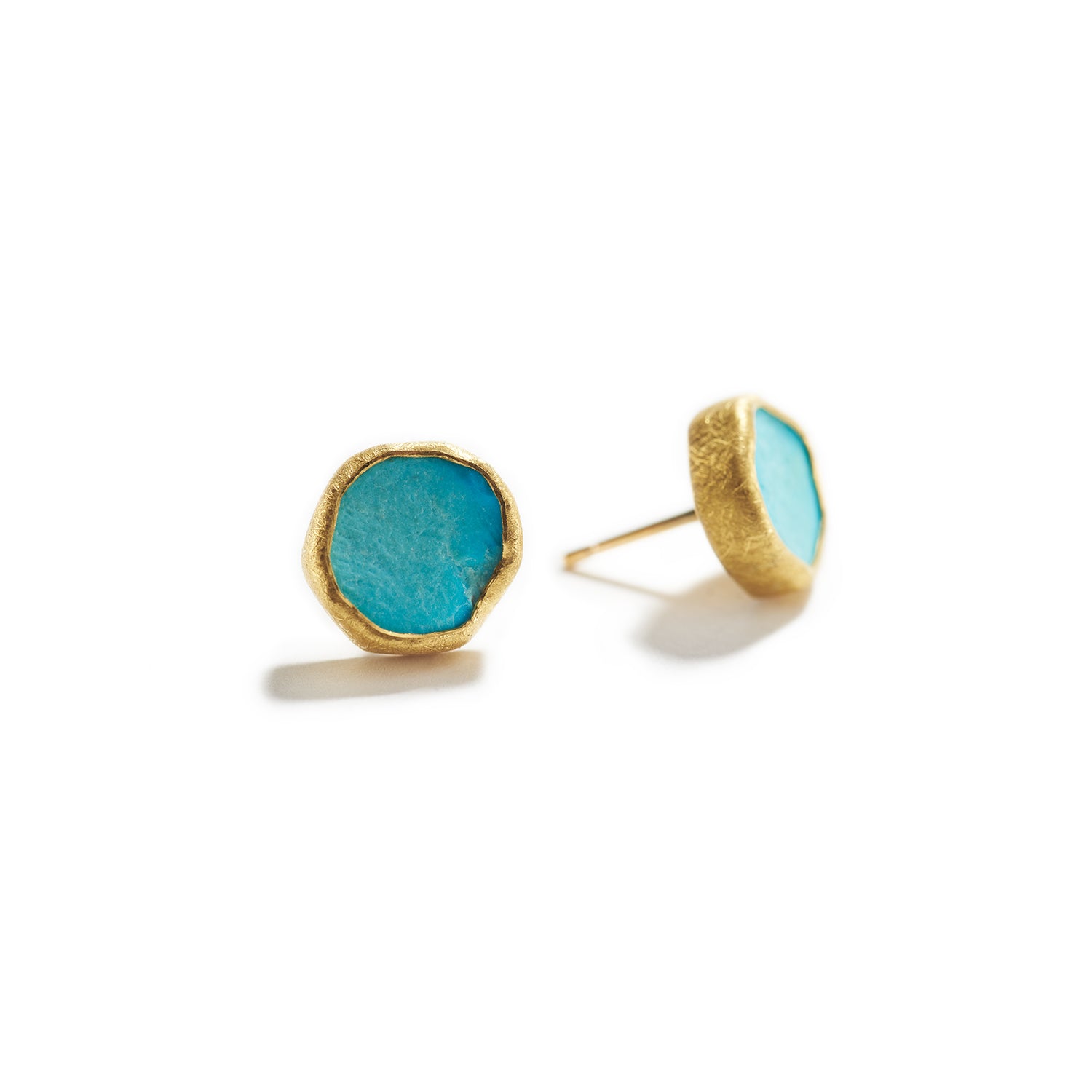 Bright Rough Turquoise Studs