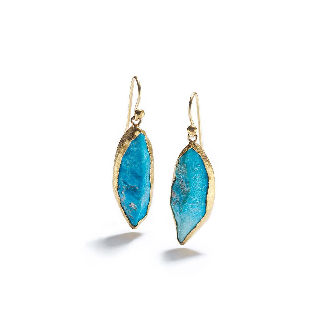 Slender Turquoise in Gold Drops