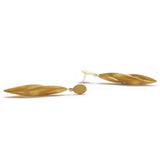 Long Twist & Gold Oval Earrings