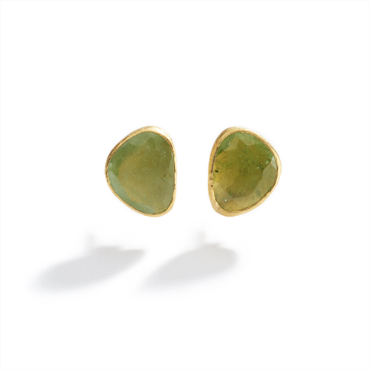 Faceted Oval Freeform Tourmaline Earrings
