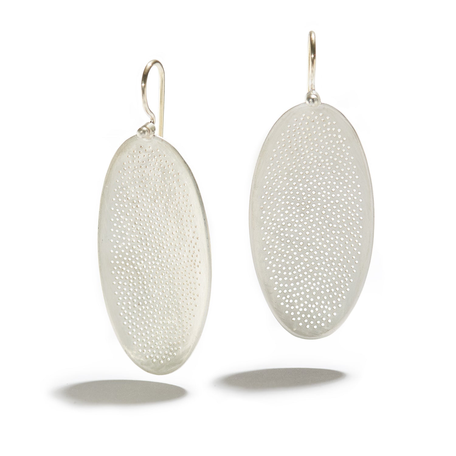 Small Perforated Oval Dangle Earrings
