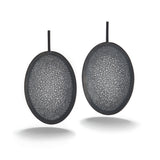 Large Perforated Oxidized Silver Earrings