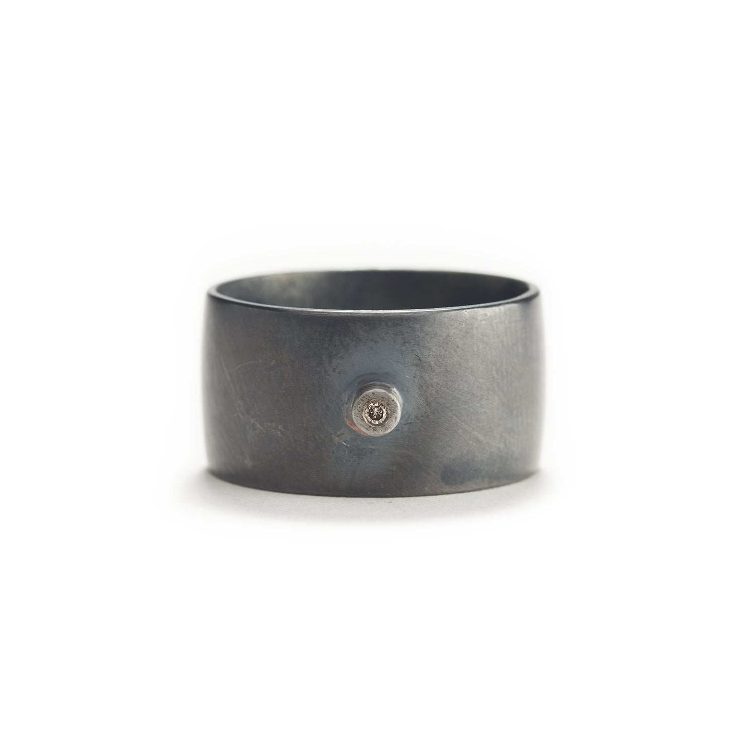 Double Sterling & Steel Ring with Diamond Melee